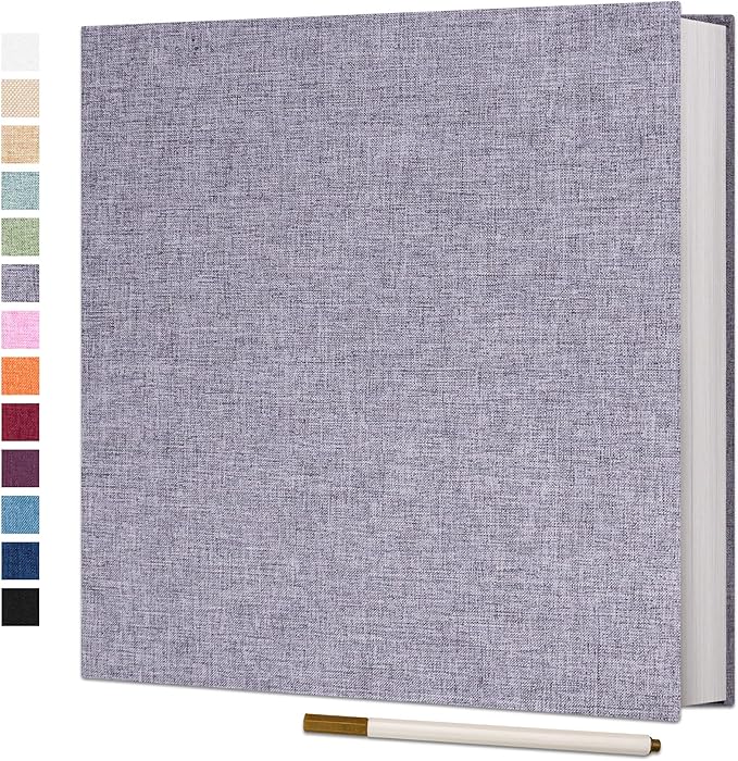 Vienrose Large Photo Album Self Adhesive for 4x6 5x7 8x10 Pictures Scrapbook Album DIY Scrap Book 40 Sticky Pages with A Metallic Pen Grey