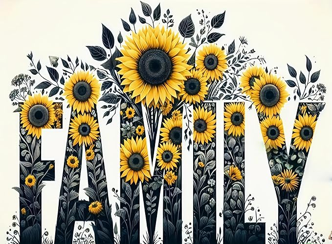 BYGFHLYW 5D Diamond Painting Kits for Adults, Family Sunflower Diamond Art Kits for Adults Beginner, DIY Full Drill Diamond Dot Gem Painting for Home Wall Decor 12x16inch