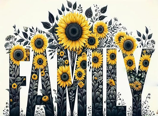 BYGFHLYW 5D Diamond Painting Kits for Adults, Family Sunflower Diamond Art Kits for Adults Beginner, DIY Full Drill Diamond Dot Gem Painting for Home Wall Decor 12x16inch