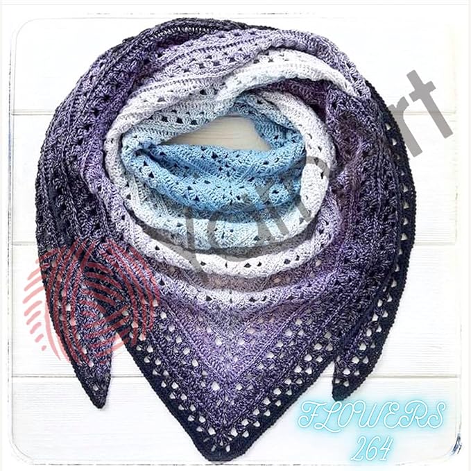 YarnArt Flowers – Gradient Cotton Acrylic Blend, 250g (8.8 oz), 1094 yds, Lightweight Sport Yarn for Crochet, Knitting, Shawls, Summer Projects (264)