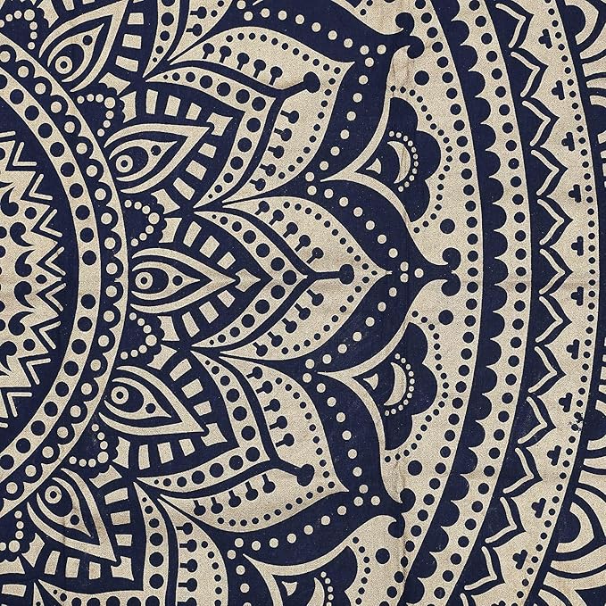popular handicrafts tapestry wall hanging hippie mandala bohemian hippy intricate indian tapestries bedspread 54 x 60 inches (140cm x 150cm) blue & gold
