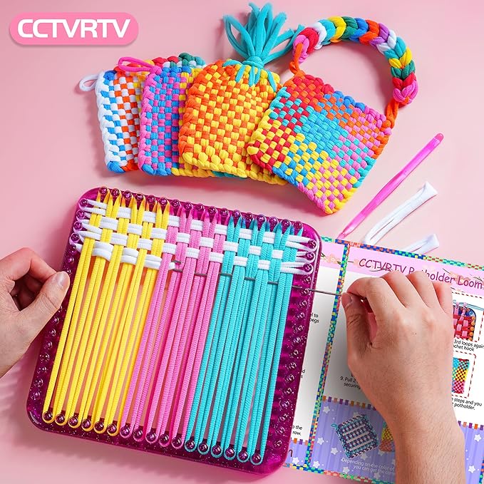 CCTVRTV Weaving Loom Kit Toys for Kids and Adults, Potholder Loops DIY Arts and Crafts for Boys and Girls Ages 5 6 7 8-12 13, Easy Potholder Loom Knitting Kits Gifts for Beginners, 252 Craft Loops.