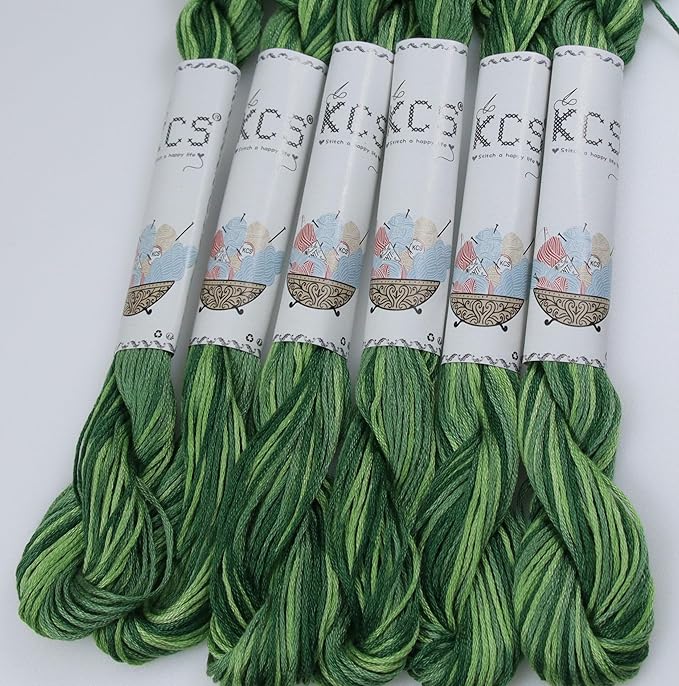 KCS Big skeins of 25 Meters Size 25 Color Variegated Cross Stitch Stranded Threads,6 skeins,4045