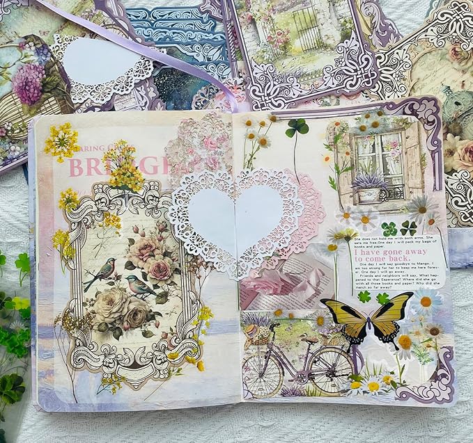 90 Sheets Vintage Scrapbook Paper Kit, Die-Cut Decorative and Decoupage Paper for Scrapbooking Supplies, Card Making, Junk Journal, Collage, Planner, Bullet Journal and Stationery, 3.9x5.5 Inch