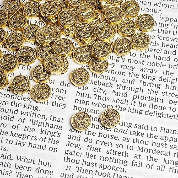 100pcs 6mm Silver Jesus Cross Beads for DIY Jewelry, Catholic Religious Bead Accessories, Rosary Bracelet Necklace Making, Engraved Zinc Alloy Cross, Craft Supplies