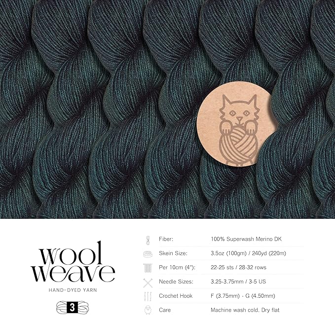 Superwash Merino Wool Yarn for Knitting & Crocheting - Hand Dyed, 100gr, 240 Yards Medium Weight Yarns - Luxurious, Soft & Durable Dark Green Yarn