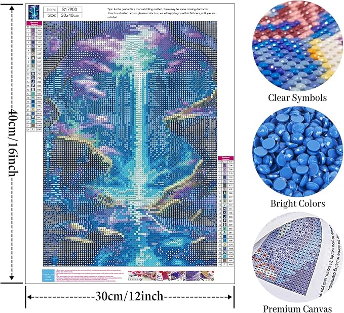 Waterfall Diamond Art Kits for Adults, Landscape Scenery Diamond Painting Kit for Adults Beginners, 5D DIY Diamond Painting with Round Gem Art Kits for Home Wall Decor 12x16 Inch
