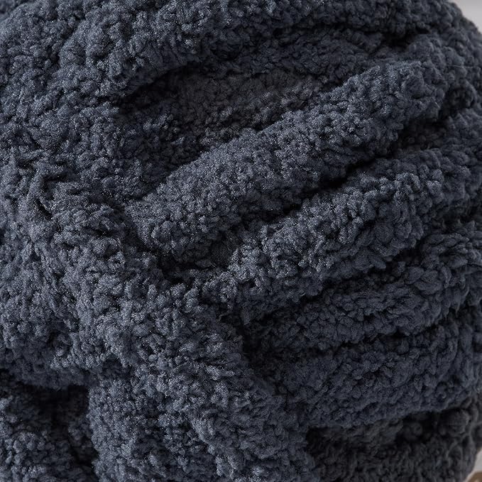 Crafted By Catherine Chunky Chenille Yarn - 8 Pack (8 oz / 227 g, 31.7 Yards Each Skein), Dark Grey, Gauge 7 Jumbo