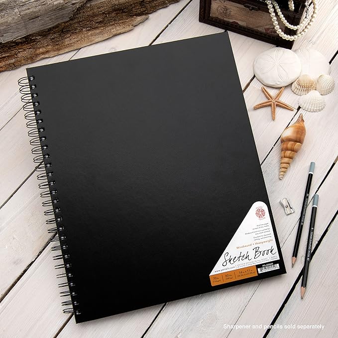 Pentalic - 11"x 14" Double Wirebound Sketchbook, 80 Sheets, Black