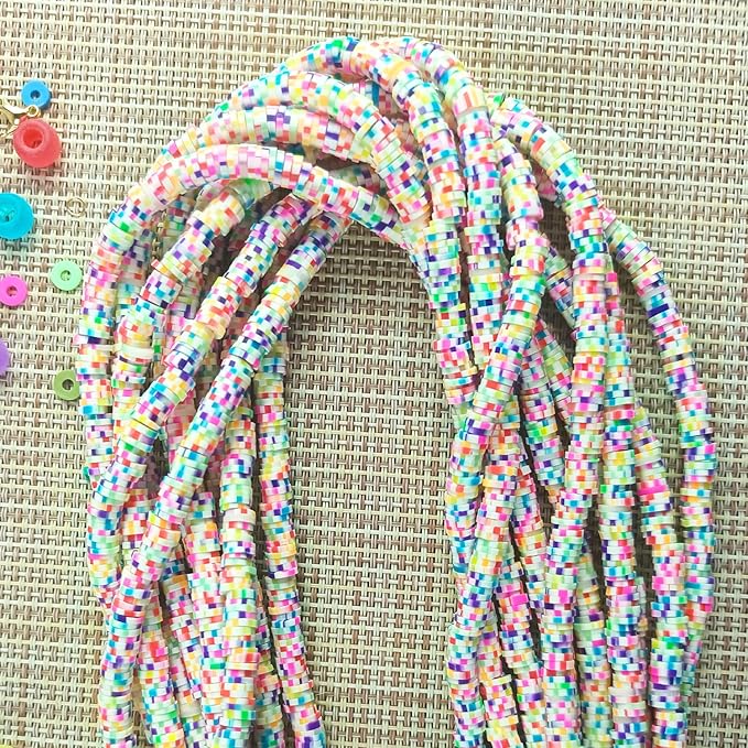 3500 Pcs 6mm Colorful Flat Clay Beads for DIY Polymer Round Handmade Jewelry Making for Necklace Bracelet Earring Pendant and Anklet Craft Making(Mixed1)