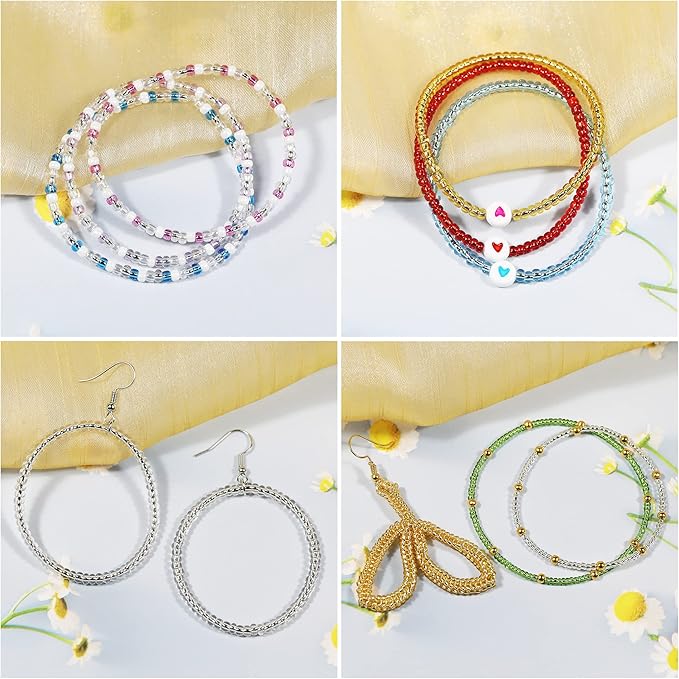 4mm Silver Lined Glass Seed Beads Kit - 3960pcs with Storage Box, 24 Vibrant Colors (165pcs/Color), Ideal for Jewelry Making, Bracelets & DIY Crafts