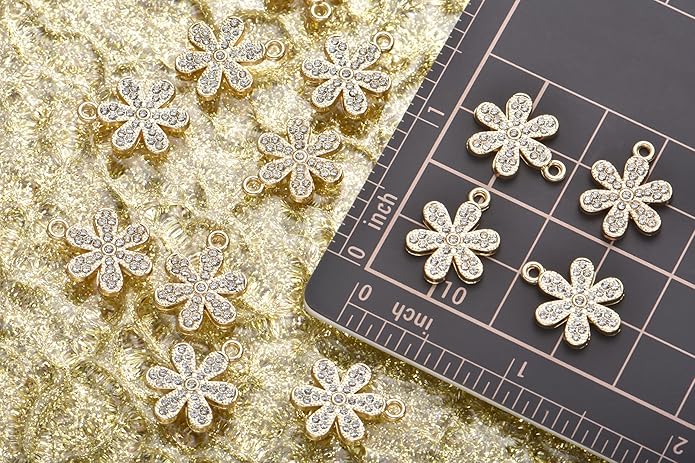 Pack of 20 Rhinestone Charms Gold Plated Pendants Pave Crystal Accessories for Necklace Bracelet Jewelry Making DIY Crafting