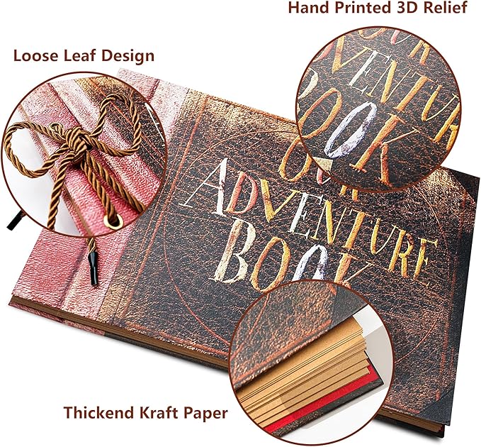 Our Adventure Book Scrapbook Photo Album, Scrapbook Supplies with Gift Box for Couples Weddings Travelling Birthday Christmas Day Gifts