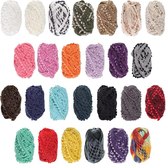JubileeYarn Pom Pom Fishnet Yarn - 50g Mini Bonbons - Variety Pack - 6 Skeins
