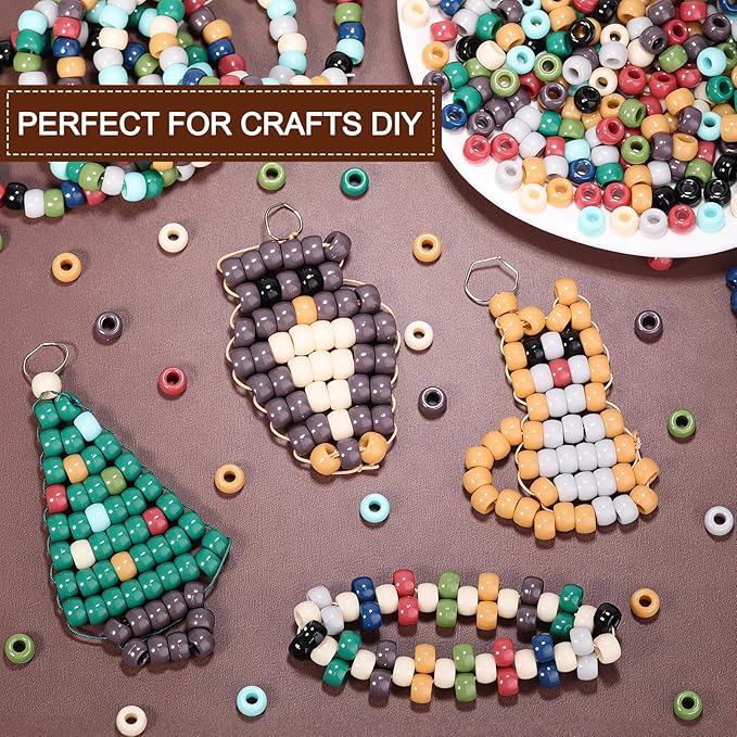 8000 pcs pony beads for bracelet multi-colored making beads bulk for hair braiding diy crafts kandi jewelry key chains and ornaments decorations,10 assorted colors,boxed (earth tone, 6 * 9)