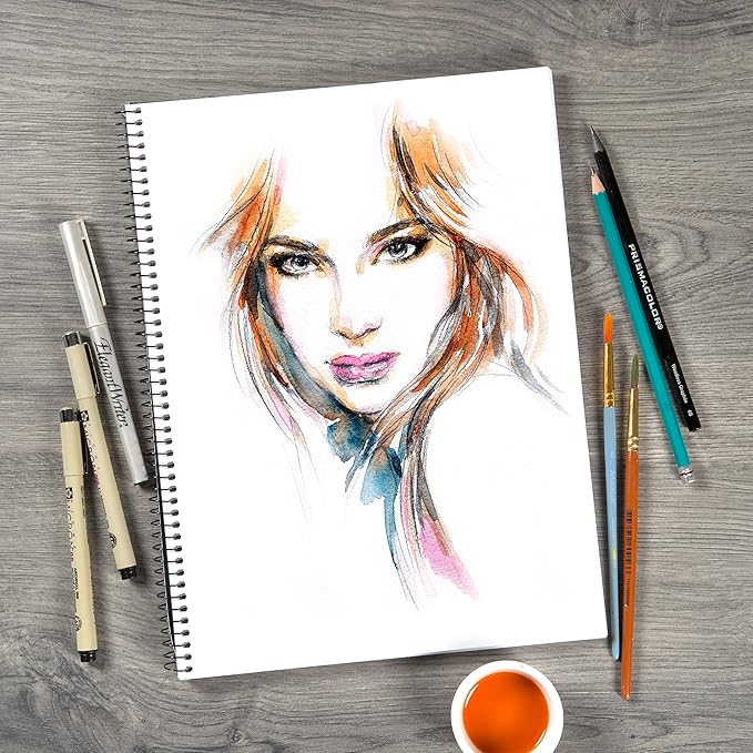 Bienfang Mixed Media Pad, 11x14 Inches, 40-Sheets Artist Paper, Spiral-Bound Sketchbook, 90lb,146gsm
