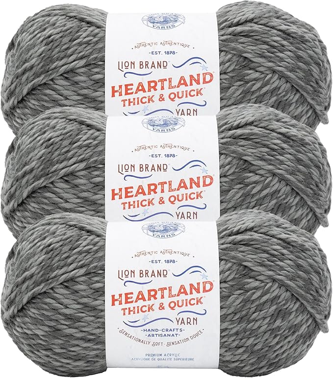 Lion Brand Yarn Heartland Thick & Quick Bulky Heathered Yarn for Knitting and Crochet, Prospect, 3 Pack