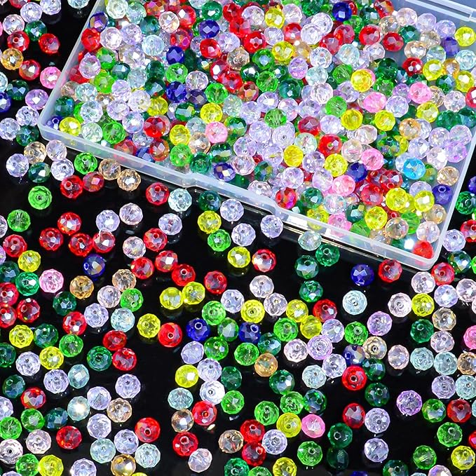 laopottbeads 460pcs colors random 8mm crystal glass beads for jewelry making beads for bracelets necklace pendants making supplies(mixed colors)