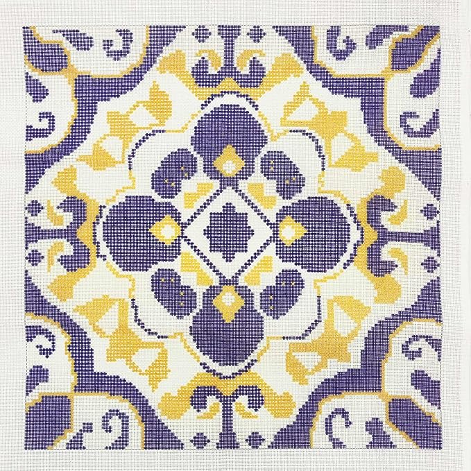 Howie's Needlepoint Needlepoint Kits for Adults, Pillow Front Cross Stitch Kit with Embroidery Pattern on Canvas, Yarn, 2 Needles and Instruction, 16 x 16inch(Vintage Pattern)