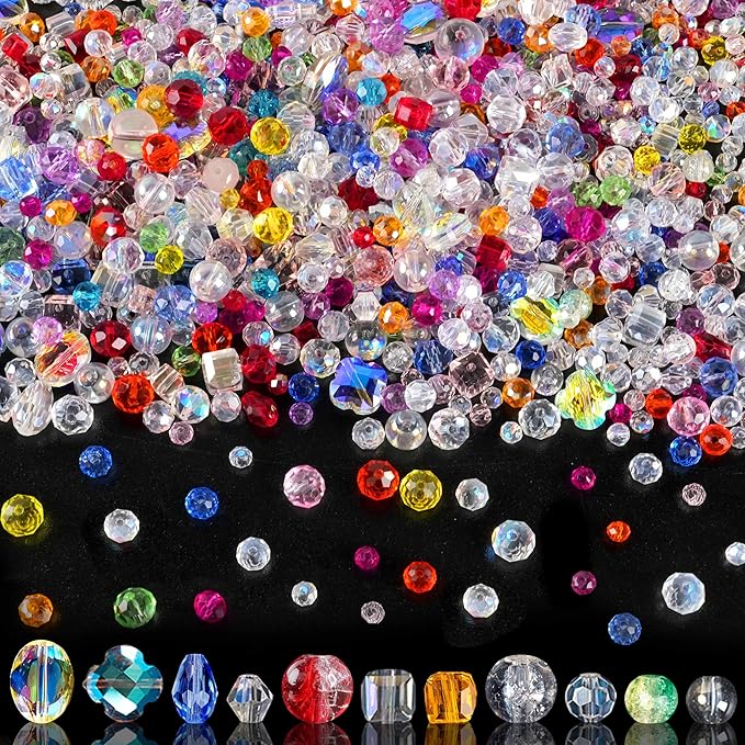 christmas glass beads for jewelry making,1272 pcs colorful rainbow ab color craft crystal beads with loose beads sparkly beads hole drilled for diy christmas bracelets necklace wristband earring craft