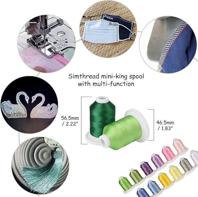 Simthread Embroidery Machine Thread 63 Colors 800 Yards for Embroidery and Sewing