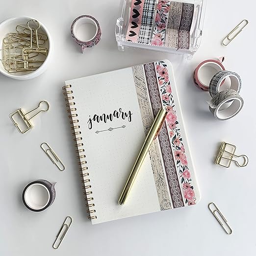 Washi Tape Set of 16 Rolls of 15 mm Wide Cute Decorative Washi Tape for Journaling, Scrapbook, Washy Crafts, Bullet Journals, Planners, DIY Décor, Craft Supplies For Adults & Kids (Vintage)