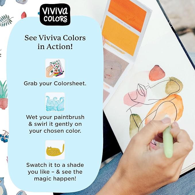 Viviva Colors Travel Watercolor Set - Viviva Watercolor Sheets, Original 16 Colors - Fun, Vibrant, No Mess Watercolor Paint Kit for Adults & Kids - Handmade & Premium Pocket Water Color Set