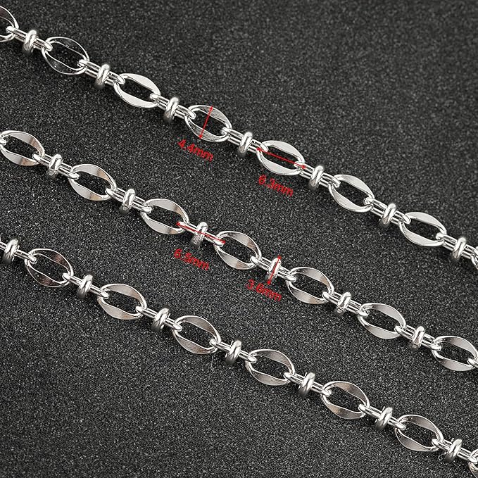 UMAOKANG 5 Meters Stainless Steel Jewelry Chain for Jewelry Making Lip Bead Link Chain Women Necklace Bracelet DIY Jewelry Chain Roll