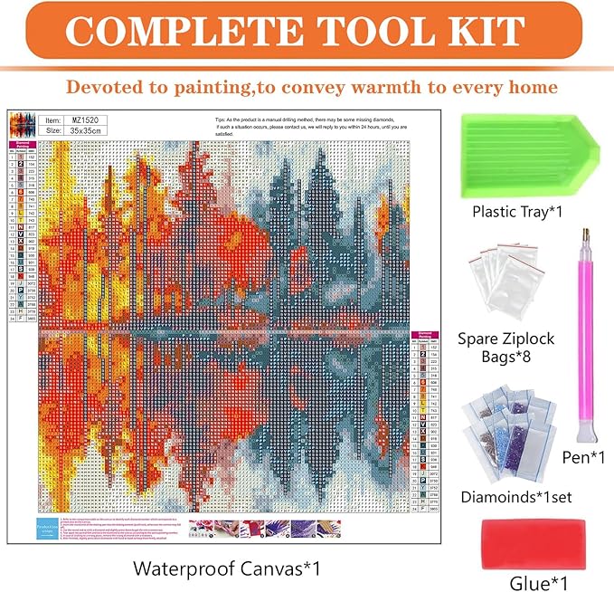 igoodom Landscape Diamond Art Kits for Adults, Landscape Diamond Painting Kit, Full Drill Round Diamond Art Kits, DIY Gem Art and Crafts for Home Wall Decor Gift 14x14inch