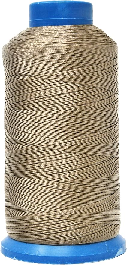Mandala Crafts Bonded Nylon Thread Dark Beige Heavy Duty Sewing Threads - 1500 YDs Size 69 210D T70 Tex 70 Thread for Leather Jeans Weaving Outdoor Marine Upholstery Threads