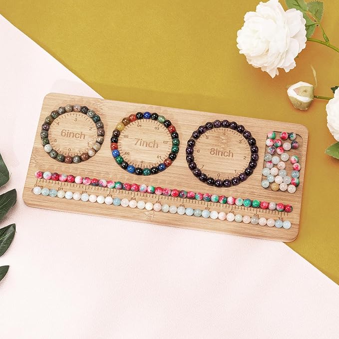 HSZCTUY Bead Board for Jewelry Making, Bamboo Beading Board for Bracelet Making, Beads Maker, Bracelet Making Kit, Bead Tray, Bracelet Sizer, Jewelry Making Supplies