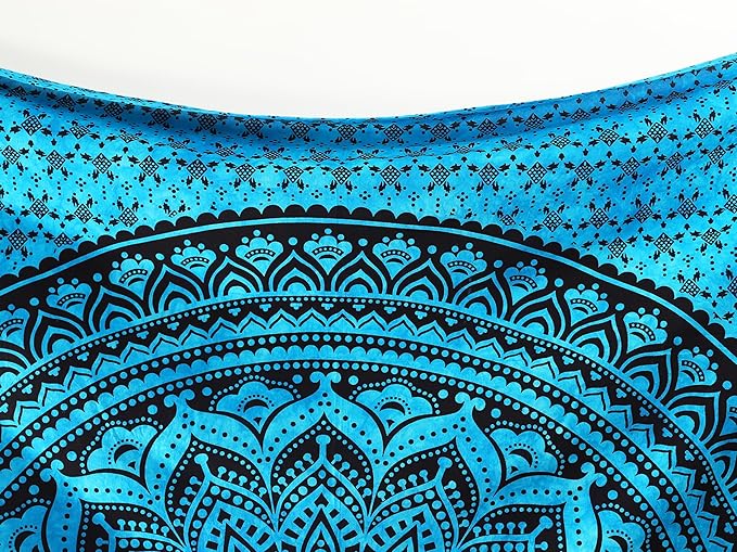 popular handicrafts queen mandala hippie hippy tie dye psychedelic ombre tapestry wall hanging - indian maditation gypsy bohemian dorm room decor tarqouise 81x88 inch