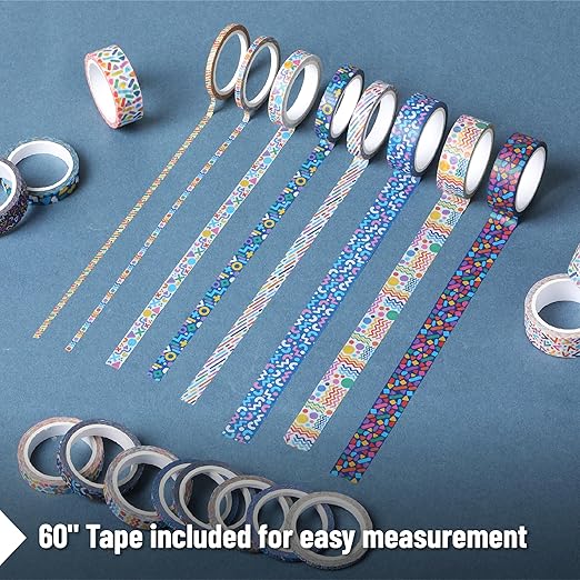 Mr. Pen- Washi Tape Set, 21 Rolls, Assorted Sizes, Geo Labyrinth, Washi Tape for Journaling