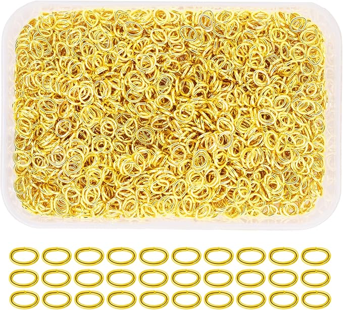Mandala Crafts 5X4mm Gold Oval Jump Rings Jewelry Findings Metal O Rings for Jewelry Making Supplies - 2400 Small Open Jump Rings Kit for Necklace Earring