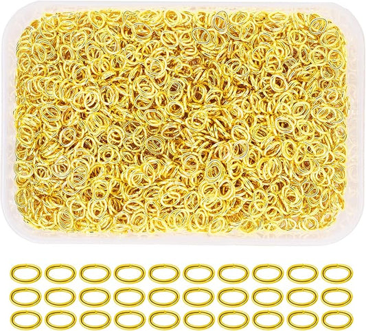 Mandala Crafts 5X4mm Gold Oval Jump Rings Jewelry Findings Metal O Rings for Jewelry Making Supplies - 2400 Small Open Jump Rings Kit for Necklace Earring