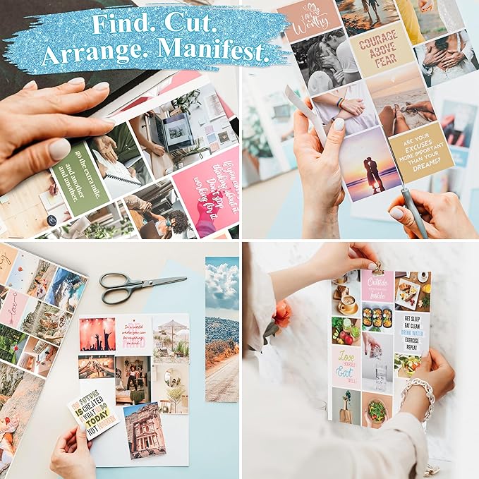 BrightenKidz Vision Board Book – Create Your Dream Life with Inspirational Clip Art, Collage Pictures & Quotes | Vision Board Supplies Kit for Women | Ideal Magazines to Visualize & Achieve Your Goals