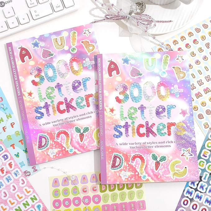 Washi Stickers for Journaling, Boho Stickers Abstract Aesthetic Stickers Vintage Scrapbook Sticker Set for Bullet Art Diary Card Craft Gifts Planner Notebook (Letter Sticker Style 3)