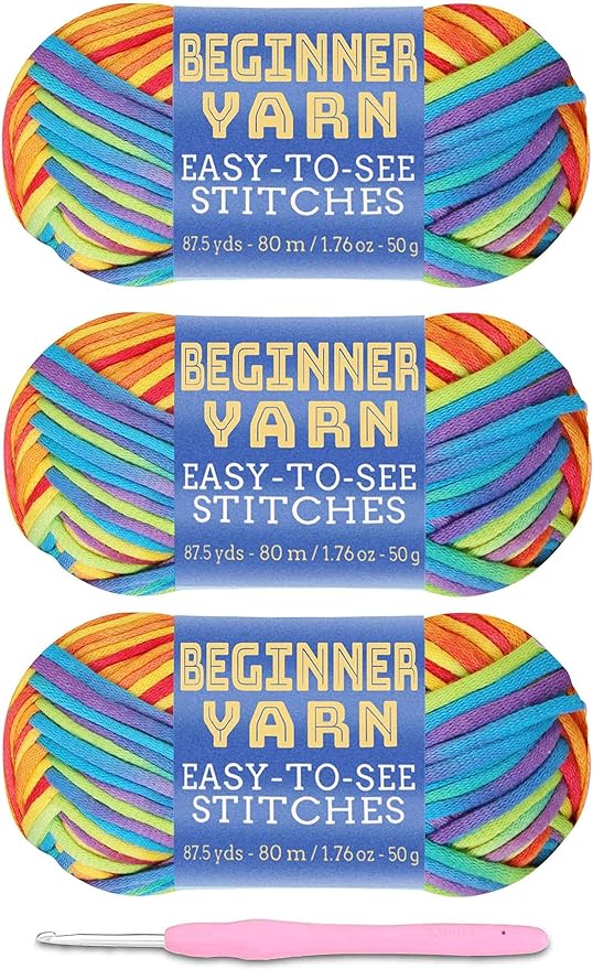 3x50g Beginners Rainbow Yarn, 260 Yards Rainbow Yarn for Crocheting Knitting, Easy-to-See Stitches, Worsted Medium #4, Chunky Thick Cotton Nylon Blend Yarn Yarn for Crocheting