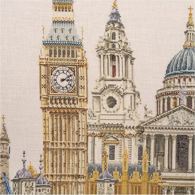 Thea Gouverneur - Counted Cross Stitch Kit - London - Aida - 18 Count - Embroidery Kit for Adults - DMC Embroidery Threads and Other Cross Stitch Supplies Included - 470A