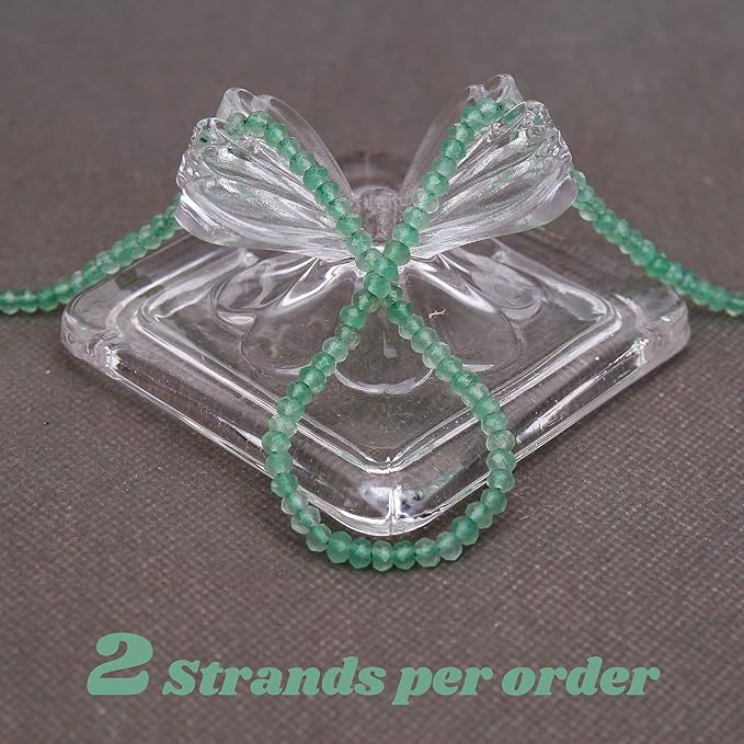 2 Strands Colored Green Aventurine Jade Beads for Jewerly Making, 3 * 4mm Faceted Rondelle Gemstone Crystal Beads for DIY Bracelet Necklace Crafts