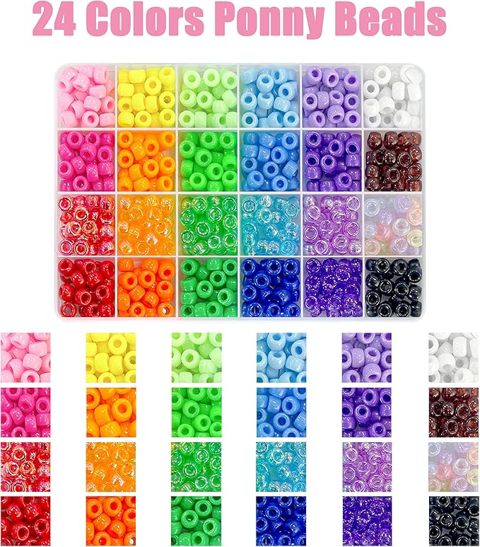 YMSDZHL 1000PCS Bracelet Making Kit, Friendship Jewelry Necklace Bracelet kit 24 Colors 9mm Pony Beads for Bracelet Making Beads, Letter Bead for Jewelry Making, DIY Crafts Gifts for Girls Adults