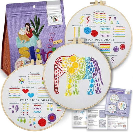 CRAFTILOO Embroidery Kit for Beginners Cross Stitch Kits for Beginners Needlepoint Kits for Adults Embroidery Kits for Adults Cross Stitch kit Elephant