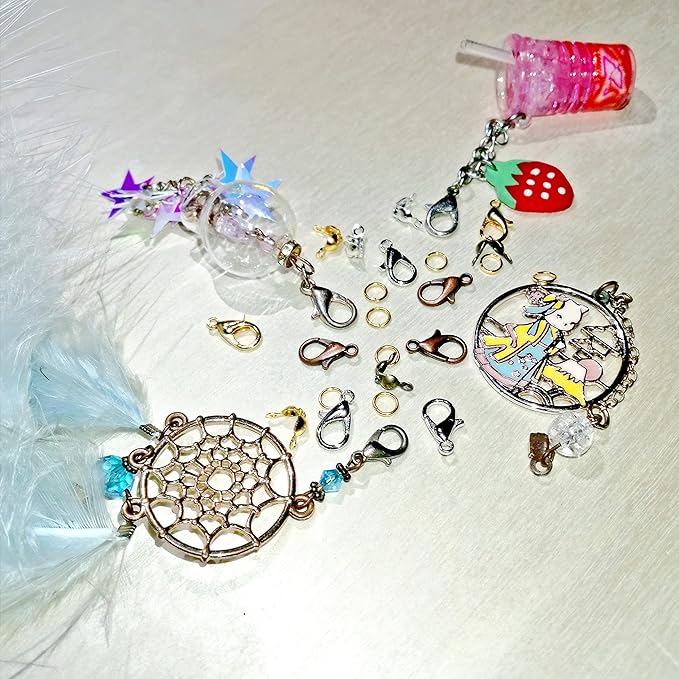 Olylkx 720pcs Lobster Claw Clasps, Bead Tips Knot Covers, Open Jump Ring Connectors, Jewelry Making Accessories Set (12 Styles)