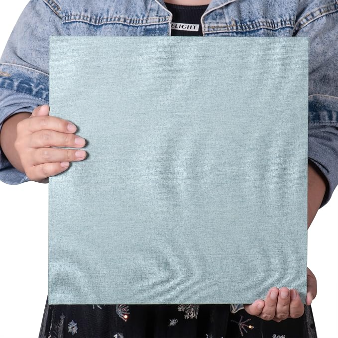 Large Photo Album Self Adhesive 4x6 5x7 3x5 8.5x11 Scrapbook Magnetic Album DIY Scrap Book Length 13 x Width 12.8 (Inches) 120 Black Sticky Pages Linen Cover DIY Photo Album(Green)