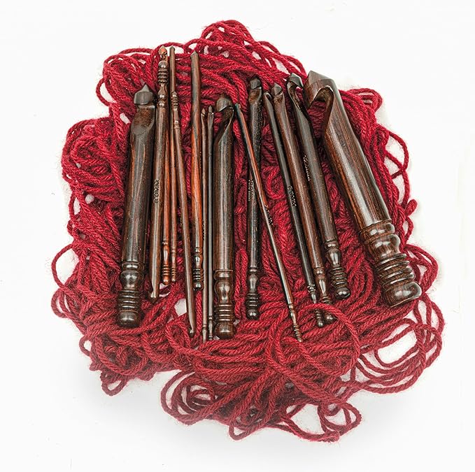 Ergonomic Crochet Sets - Wooden Crochet Hook, Crochet Kit for Beginners, Gifts for Crocheters (Set of 15)