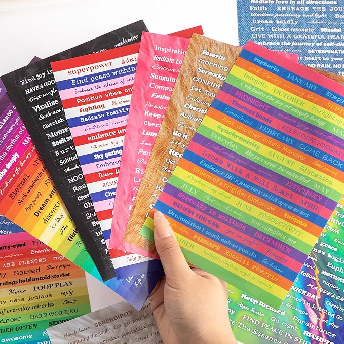 Washi Stickers for Journaling, Boho Stickers Abstract Aesthetic Stickers Vintage Scrapbook Sticker Set for Bullet Art Diary Card Craft Gifts Planner Notebook (Letter Sticker Style 2)