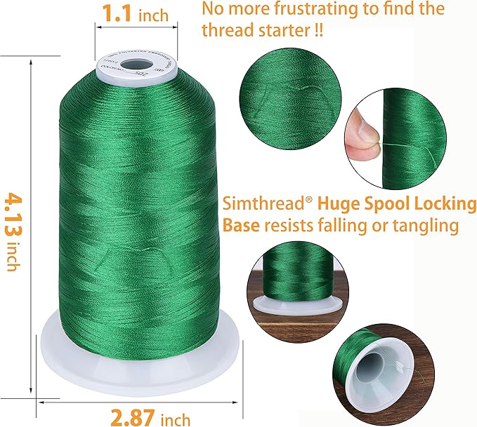 Simthread - 33 Selections - Various Assorted Color Packs of Polyester Embroidery Machine Thread Huge Spool 5500Y for All Sewing Embroidery Machines - Christmas Colors