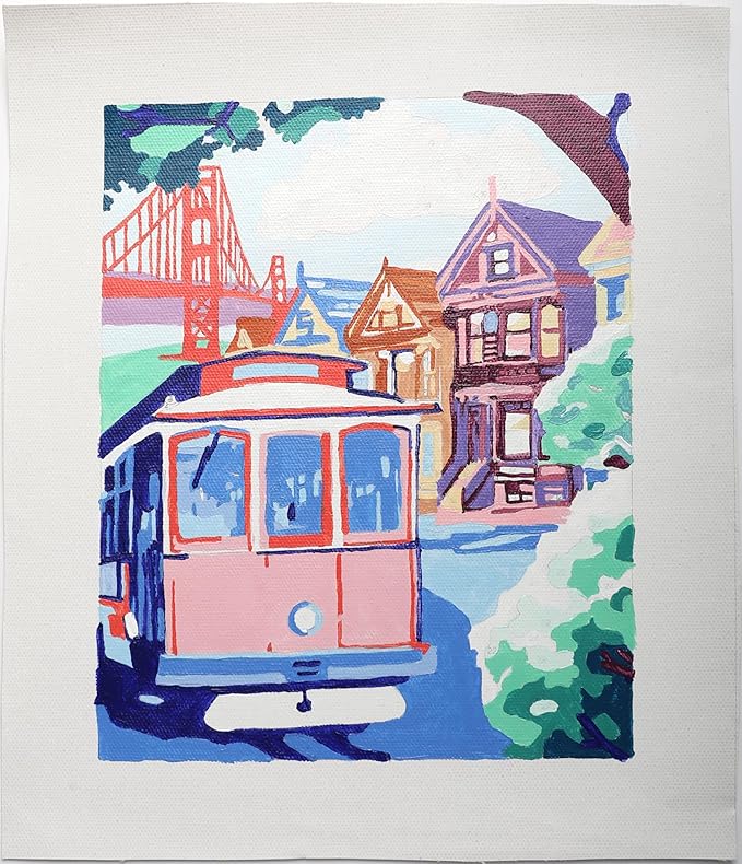 Pink Picasso Kits Colorful Destinations Paint by Number for Adults and Teens | DIY Unique Canvas Painting Kits Color by Numbers Arts & Crafts Kit | Stay Golden 8x10 - Paint Kit Set