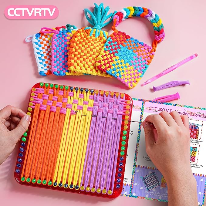 CCTVRTV Weaving Loom Kit Toys for Kids and Adults, Potholder Loops DIY Arts and Crafts for Boys and Girls Ages 5 6 7 8-12 13, Easy Potholder Loom Knitting Kits Gifts for Beginners, 252 Craft Loops.