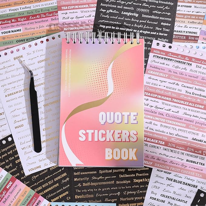3000+ Pcs Word Stickers for Journaling, 50 Sheets Quote Sticker Gold Foil Art Scrapbook Stickers for Junk Journal, Inspiring Positive Small Talk Scrapbooking Supplies DIY Gift for Women Teen Girls